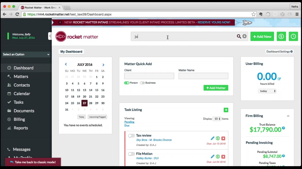 Rocket Matter Interface